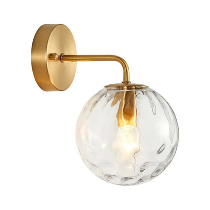 DecorBites™ Gold Ball Sconce with Hammered Glass Shade - Sleek Minimalist Wall Light
