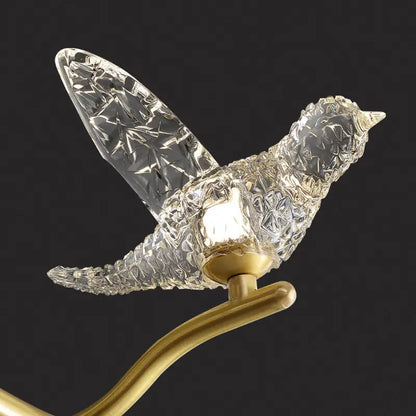 Gold bird branch led pendant lamp dining room crystal light