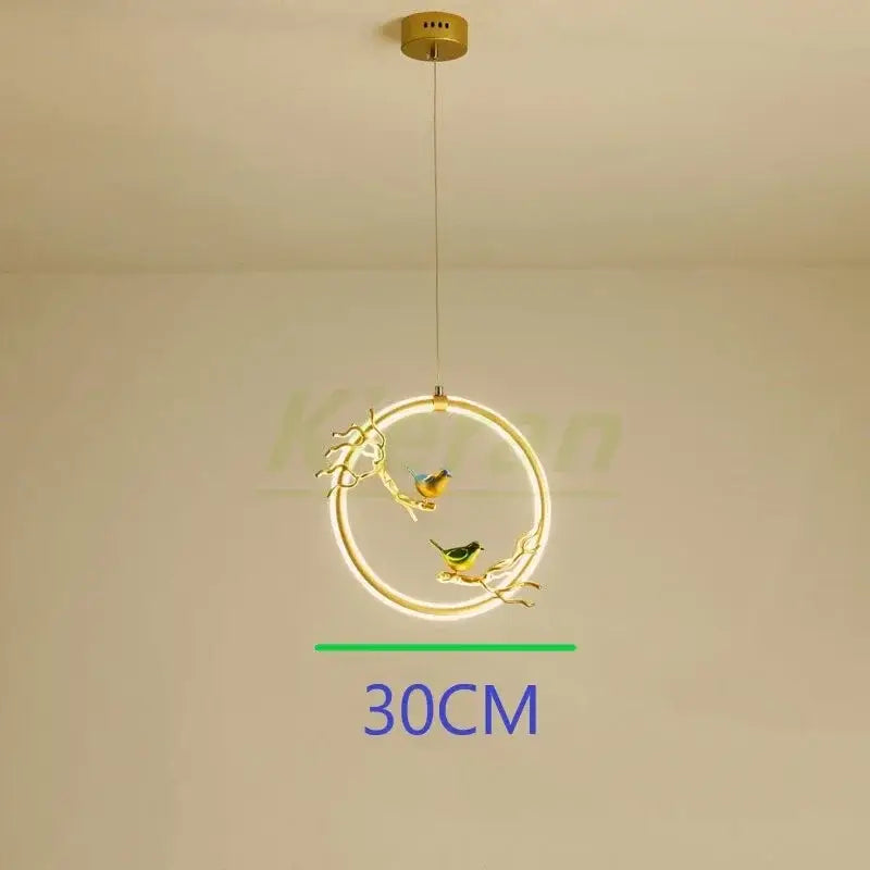 Gold bird led chandelier floral pendant light for dining room