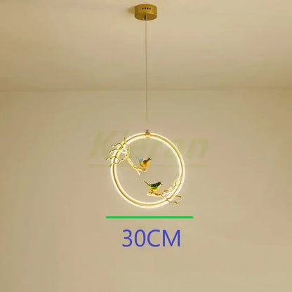 Gold bird led chandelier floral pendant light for dining room