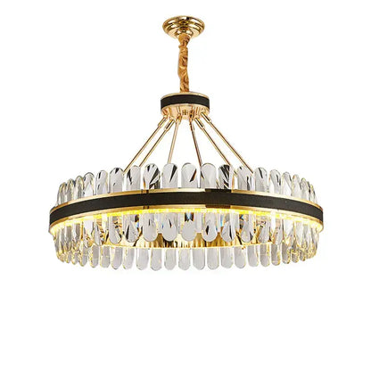 Gold & black crystal oval chandelier dining room light