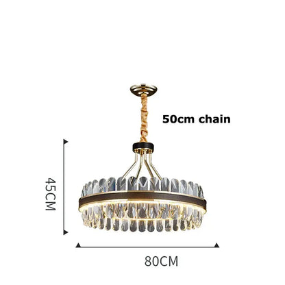 Gold & black crystal oval chandelier dining room light