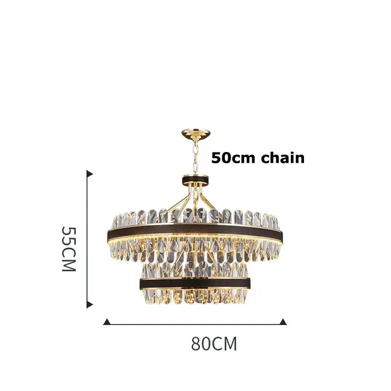 Gold & black crystal oval chandelier dining room light