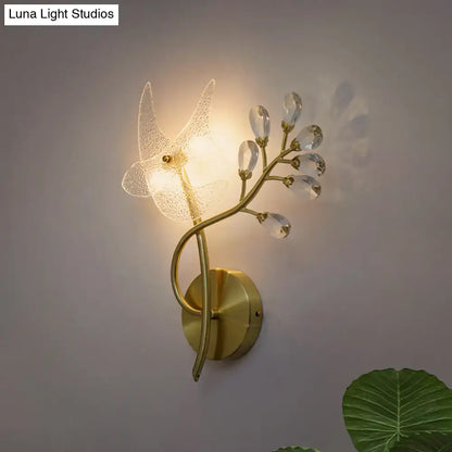 Gold branch crystal wall sconce bedroom light 110v-120v