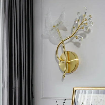 Gold branch crystal wall sconce bedroom light 110v-120v