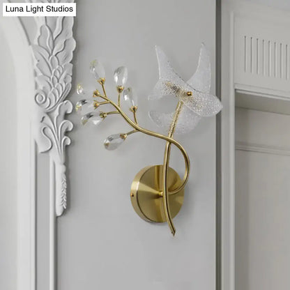 Gold branch crystal wall sconce bedroom light 110v-120v