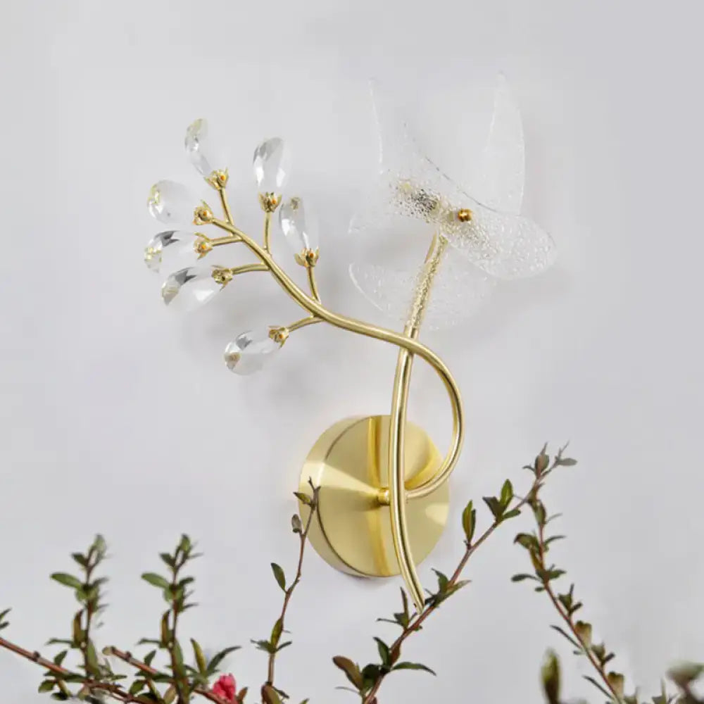 Gold branch crystal wall sconce bedroom light 110v-120v
