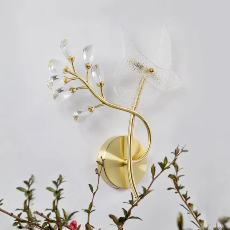 Gold branch crystal wall sconce bedroom light 110v-120v