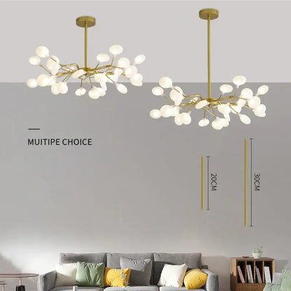 Gold branch shape firefly ceiling chandelier dining room lighting