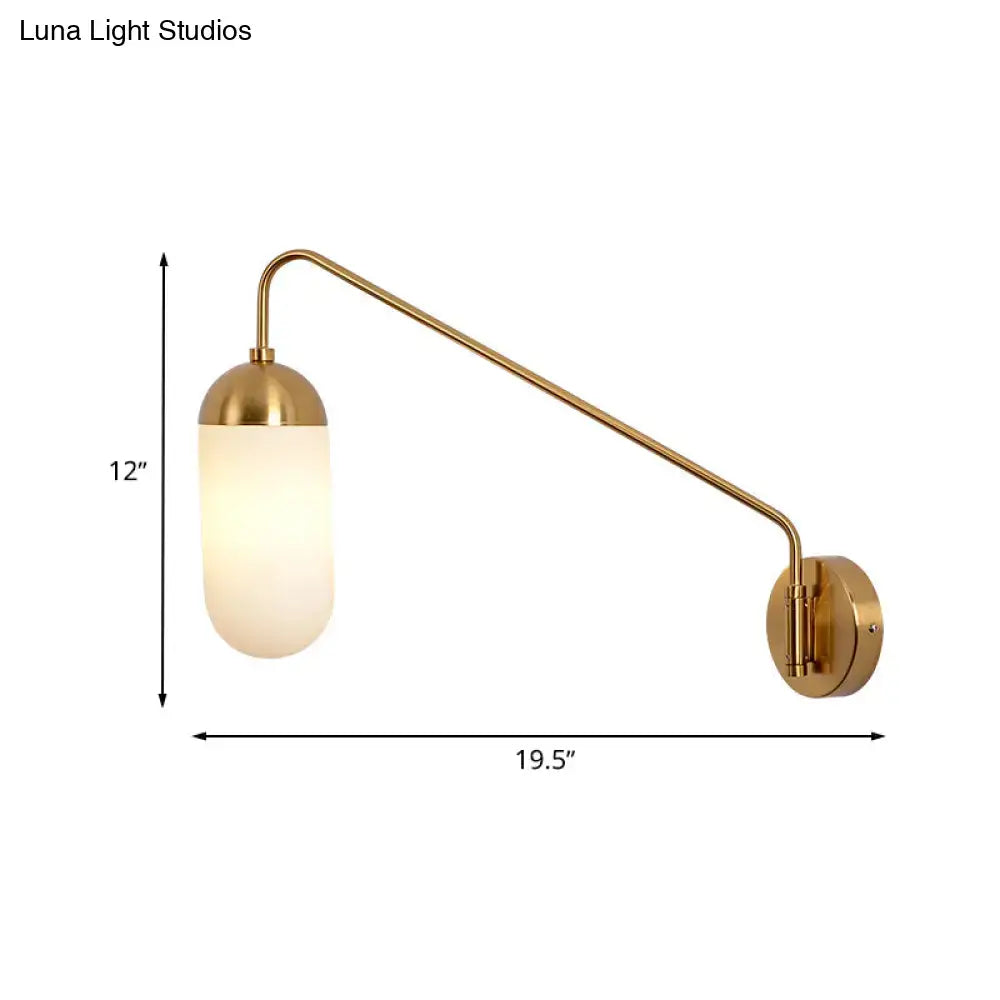 Gold brass frosted glass wall sconce bedroom wall lamp