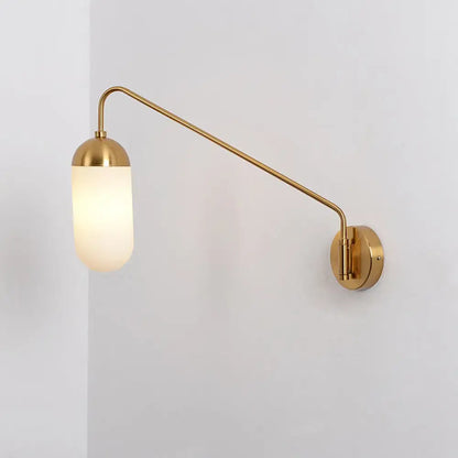 Gold brass frosted glass wall sconce bedroom wall lamp
