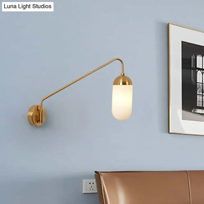 Gold brass frosted glass wall sconce bedroom wall lamp