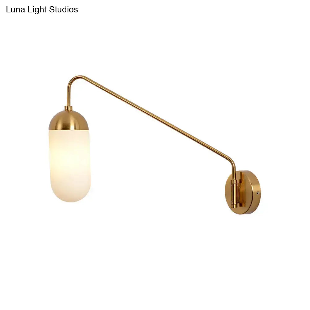 Gold brass frosted glass wall sconce bedroom wall lamp