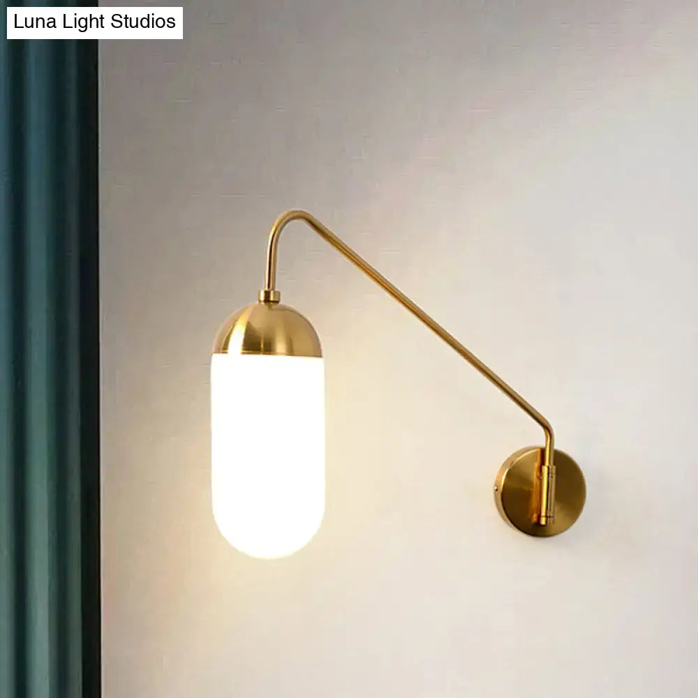 Gold brass frosted glass wall sconce bedroom wall lamp