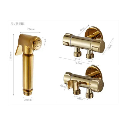 Gold brass handheld bidet faucet bathroom sprayer set