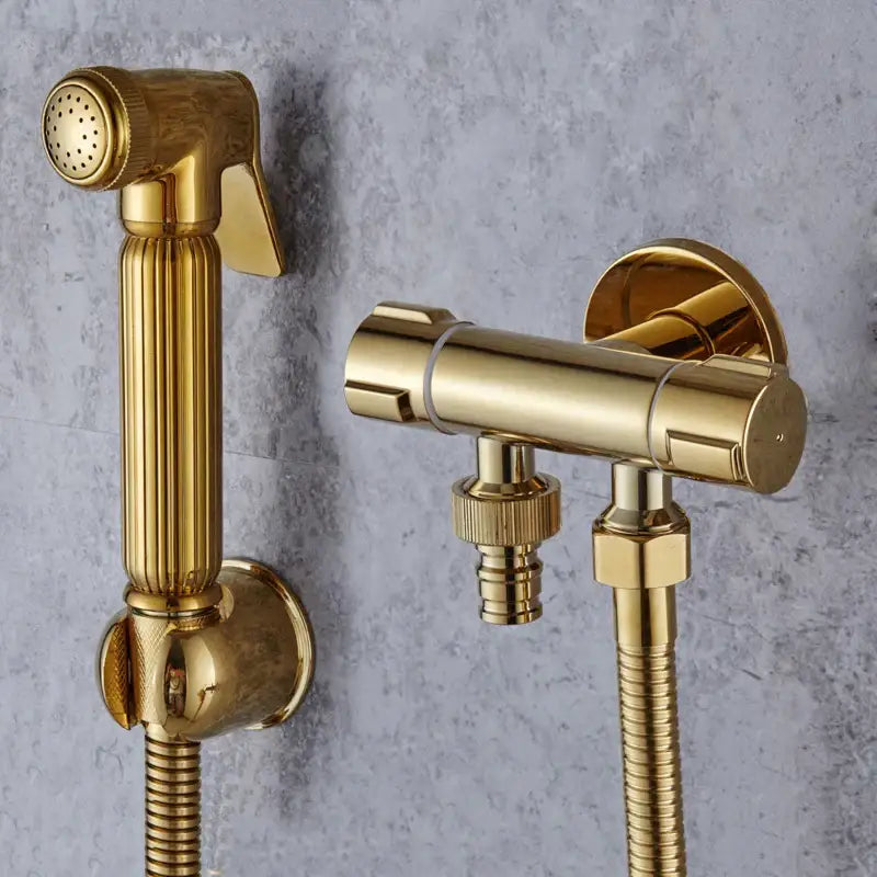 Gold brass handheld bidet faucet bathroom sprayer set
