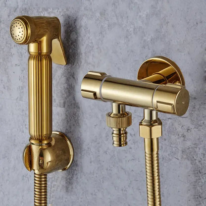 Gold brass handheld bidet faucet bathroom sprayer set