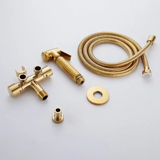 Gold brass handheld bidet faucet bathroom sprayer set