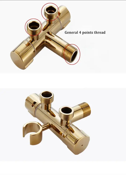 Gold brass handheld bidet faucet bathroom sprayer set