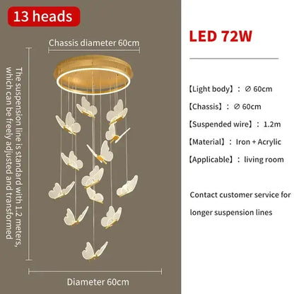 Gold butterfly chandelier living room pendant light