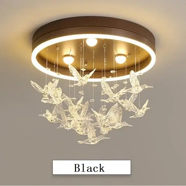 Gold butterfly crystal led ceiling lamp for kids bedroom