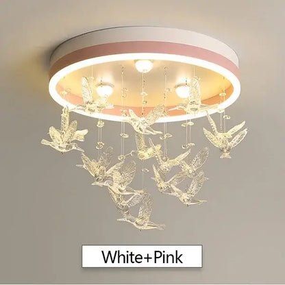 Gold butterfly crystal led ceiling lamp for kids bedroom