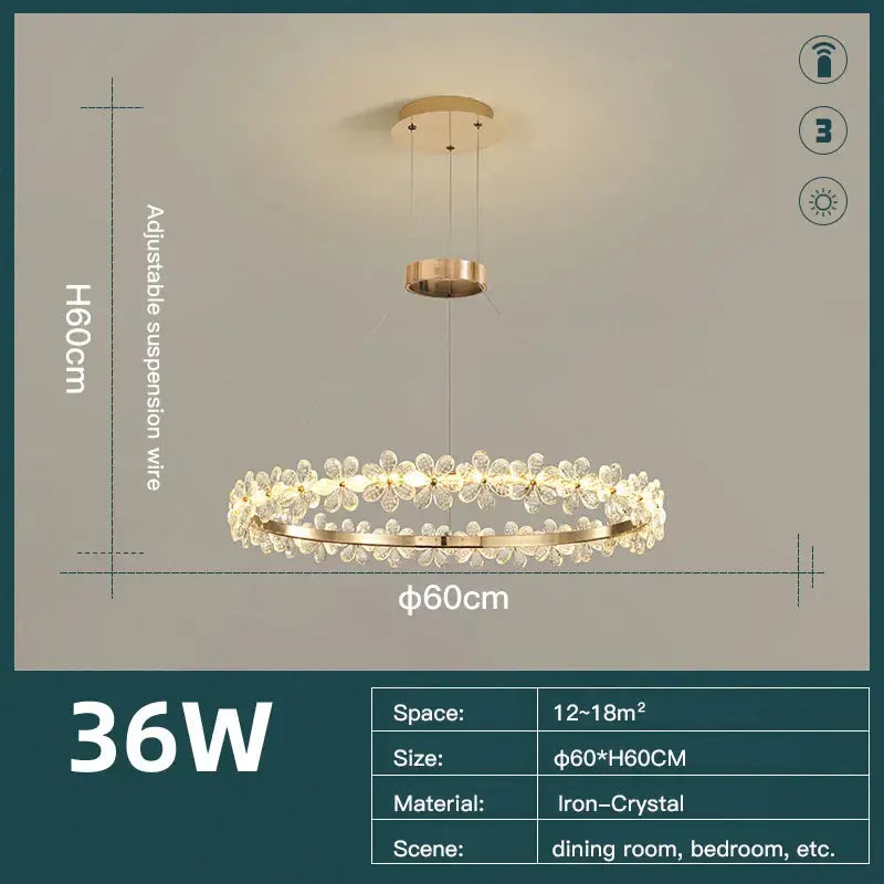 Gold butterfly crystal led chandelier living room pendant light