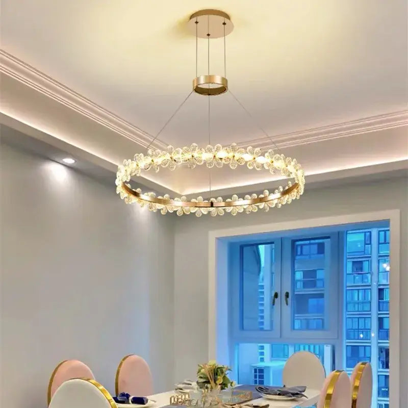 Gold butterfly crystal led chandelier living room pendant light