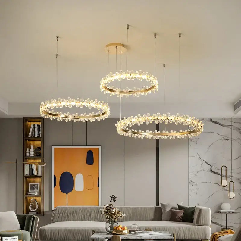 Gold butterfly crystal led chandelier living room pendant light