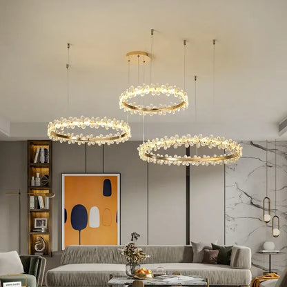 Gold butterfly crystal led chandelier living room pendant light