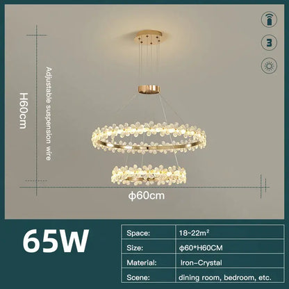 Gold butterfly crystal led chandelier living room pendant light
