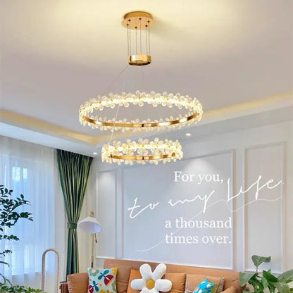 Gold butterfly crystal led chandelier living room pendant light