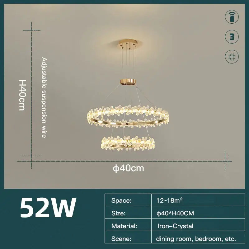 Gold butterfly crystal led chandelier living room pendant light