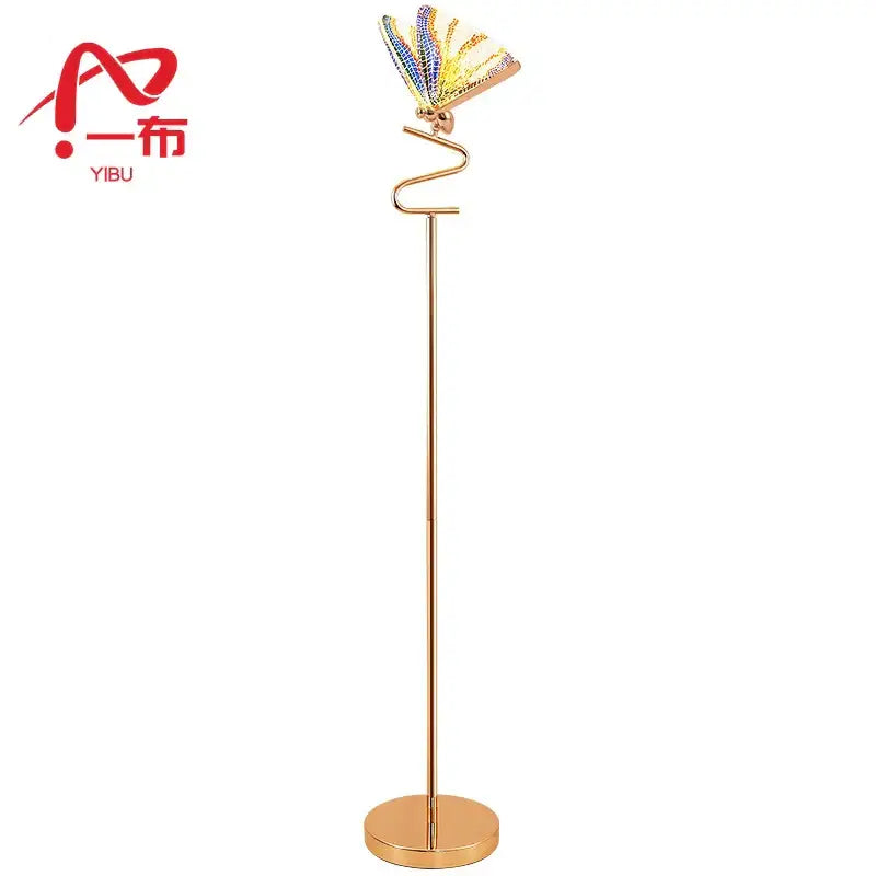 Gold butterfly led floor lamp living room iridescent art light