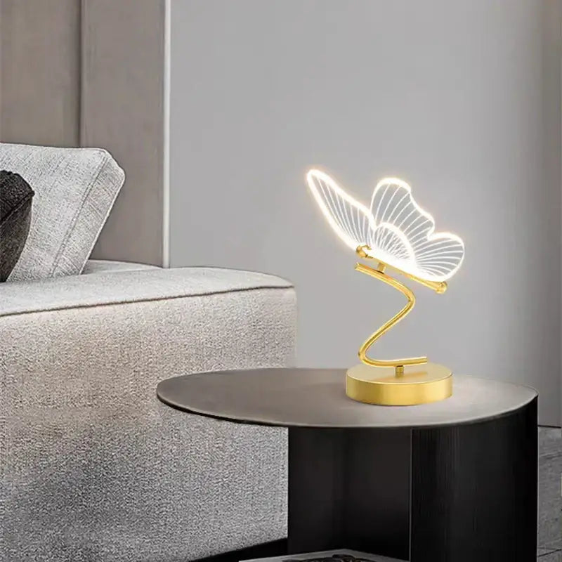 Gold butterfly led table lamp bedroom accent light