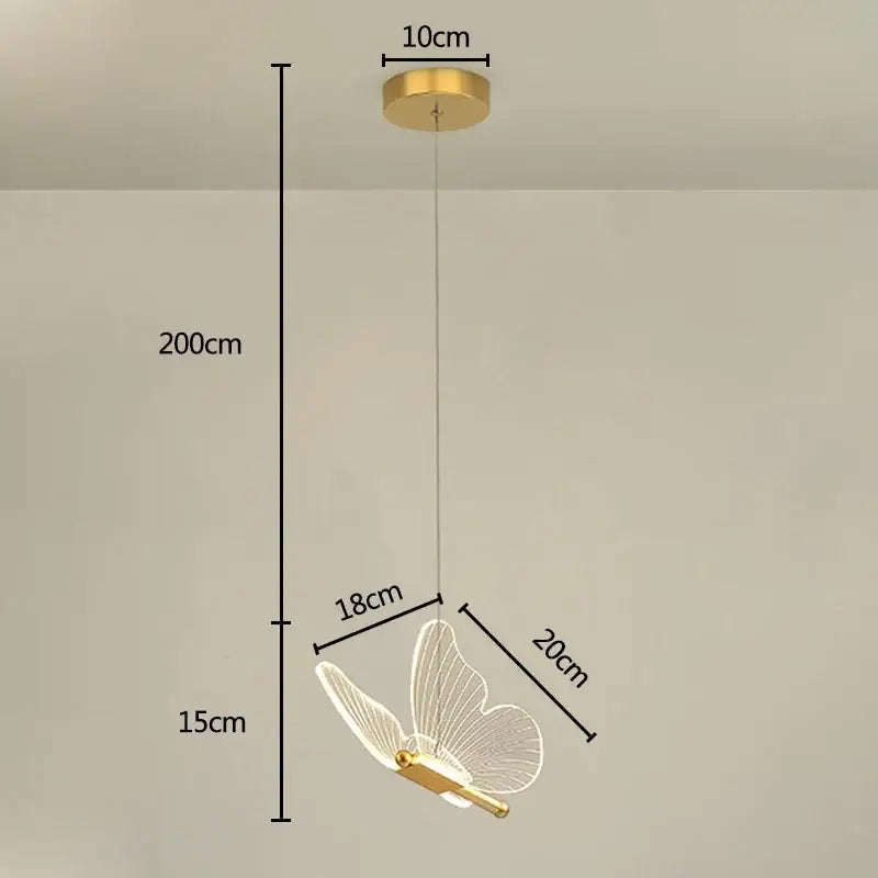 Gold butterfly wall lamp bedroom sconce with translucent wings