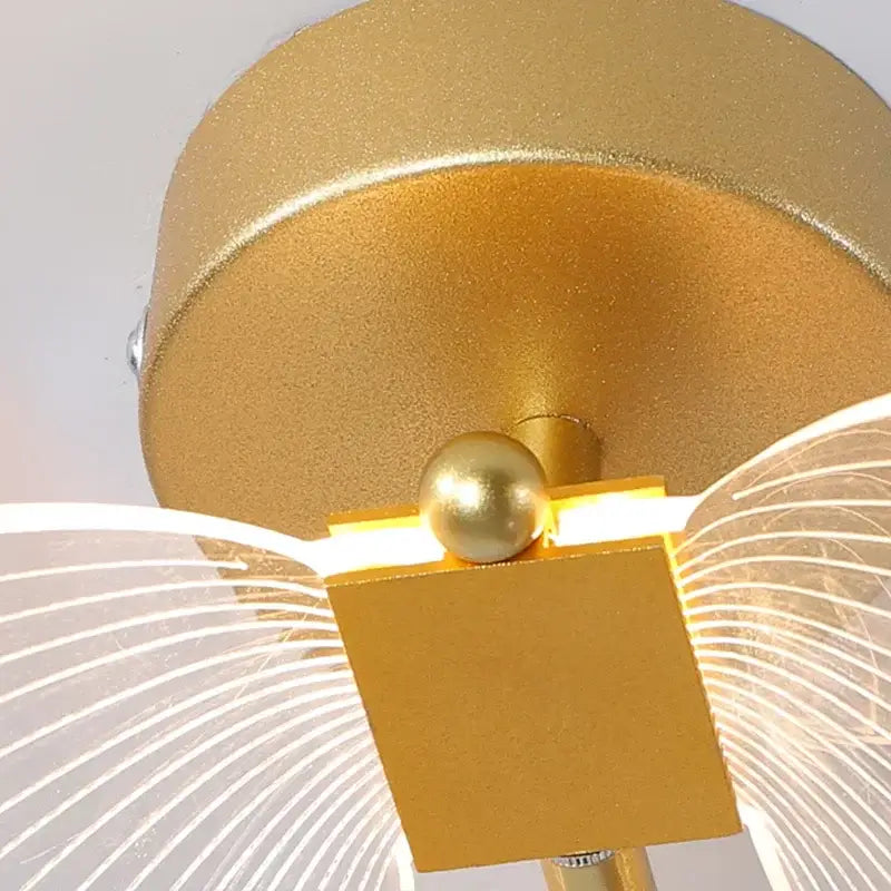 Gold butterfly wall lamp bedroom sconce with translucent wings