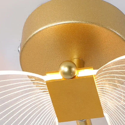 Gold butterfly wall lamp bedroom sconce with translucent wings