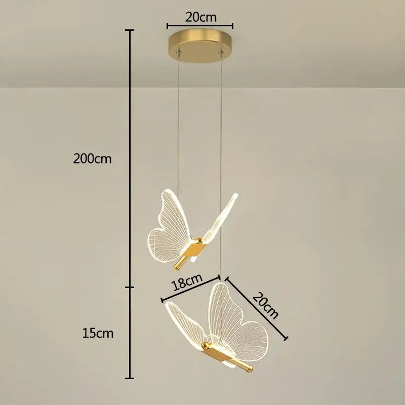 Gold butterfly wall lamp bedroom sconce with translucent wings