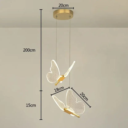 Gold butterfly wall lamp bedroom sconce with translucent wings