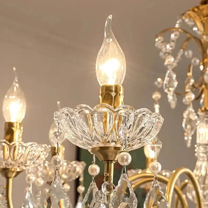 Gold candle style crystal chandeliers light for dining room
