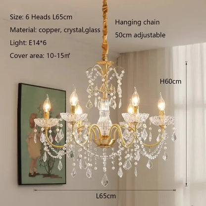 Gold candle style crystal chandeliers light for dining room