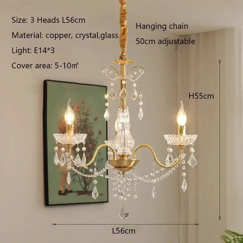 Gold candle style crystal chandeliers light for dining room