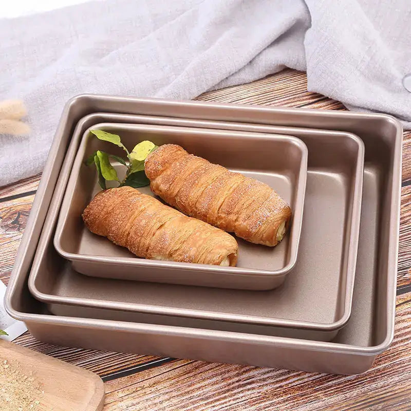 Gold carbon steel cake baking tray set kitchen non stick pan