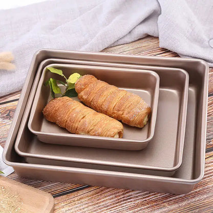 Gold carbon steel cake baking tray set kitchen non stick pan