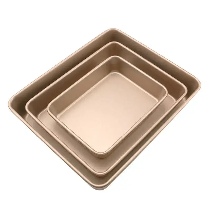 Gold carbon steel cake baking tray set kitchen non stick pan