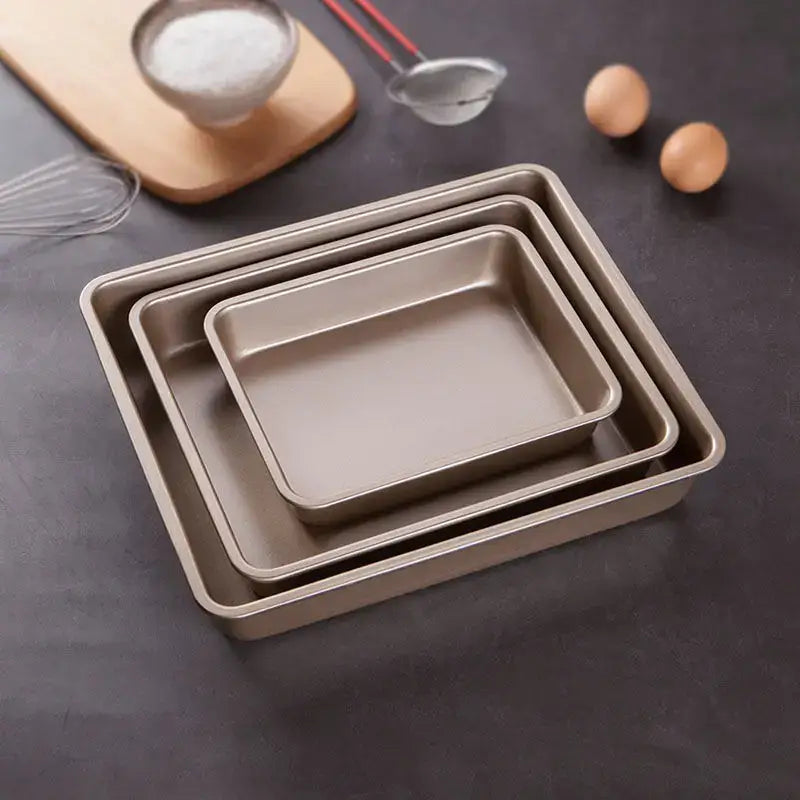 Gold carbon steel cake baking tray set kitchen non stick pan