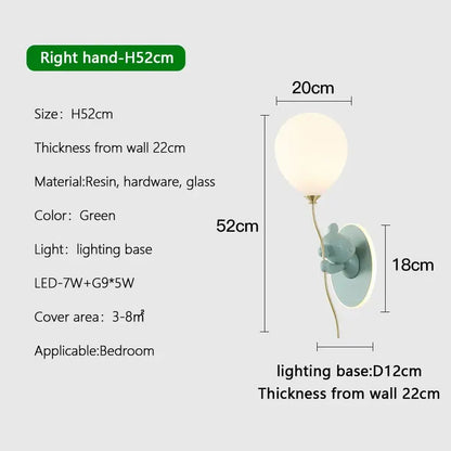 Gold cartoon bear balloon wall lamp for children's bedroom