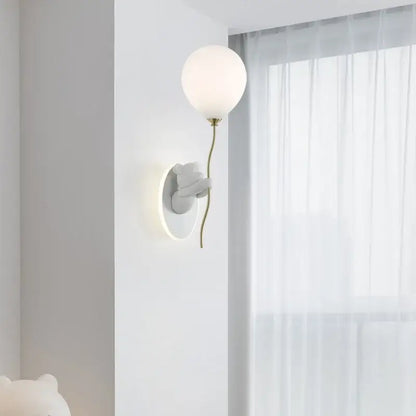 Gold cartoon bear balloon wall lamp for children's bedroom