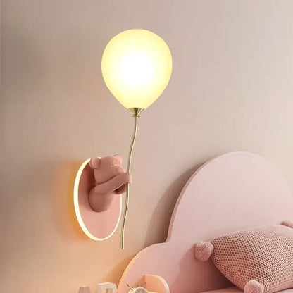 Gold cartoon bear balloon wall lamp for children's bedroom
